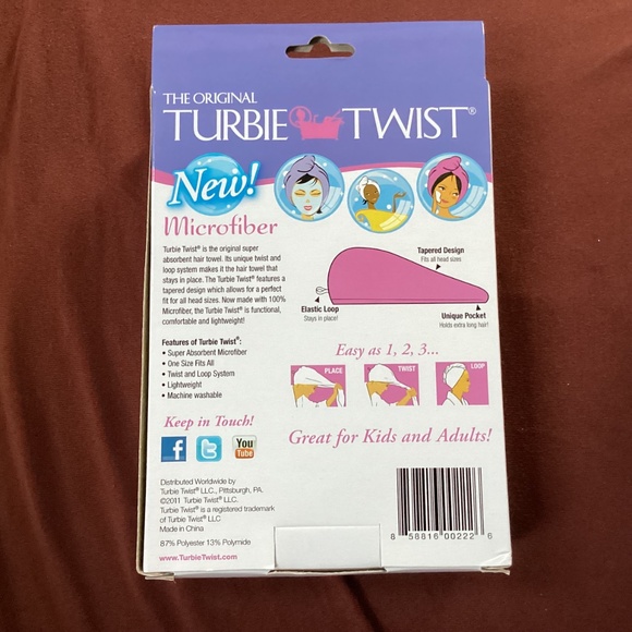 The Original Turbie Twist Super-Absorbent Hair Towel with bonus shower comb NEW - Picture 4 of 8